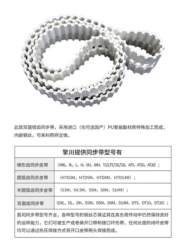 雙面齒<a href='http://www.stanleyyule.com/' target='_blank'><u>PU同步帶</u></a>定制